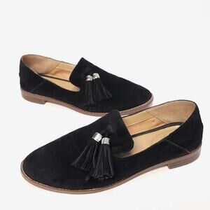 Franco Sarto Flat Loafers Size 7.5 Black Leather Shoes Women's Suede Used